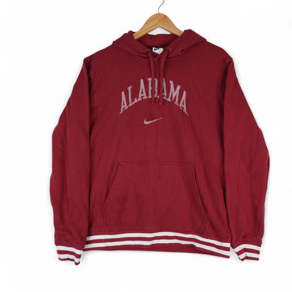 Nike Hoodie Mens L Red White‎ Alabama Crimson Tide Embroidered Fleece Sweatshirt